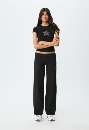 Прямые брюки с отворотом на поясе- Заказать в России