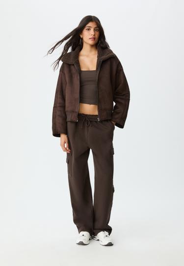 Stradivarius Двусторонняя куртка с комбинированным воротником