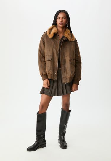 Stradivarius Длинная куртка из искусственного меха