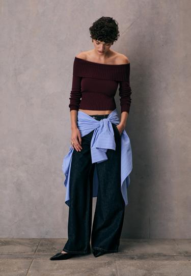 Stradivarius Вязаный джемпер с открытыми плечами