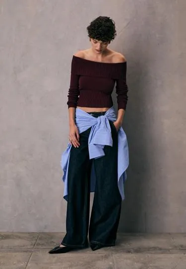 Вязаный джемпер с открытыми плечами- Заказать в России