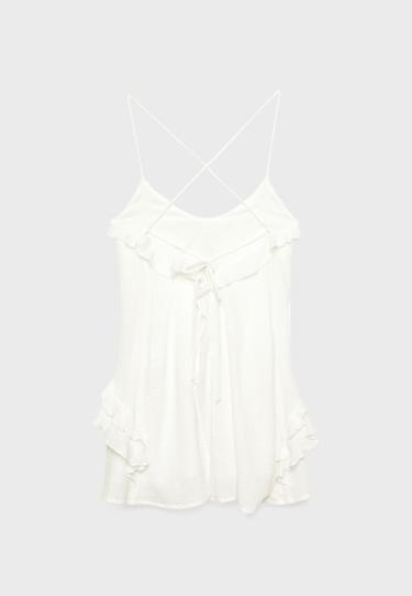 Stradivarius Короткое платье на бретельках с воланами