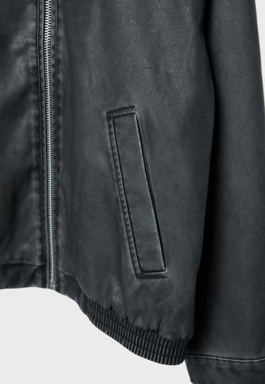 Stradivarius Куртка оверсайз из искусственной кожи