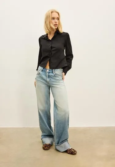 Базовая рубашка из поплина с рукавами-буфами- Заказать в России