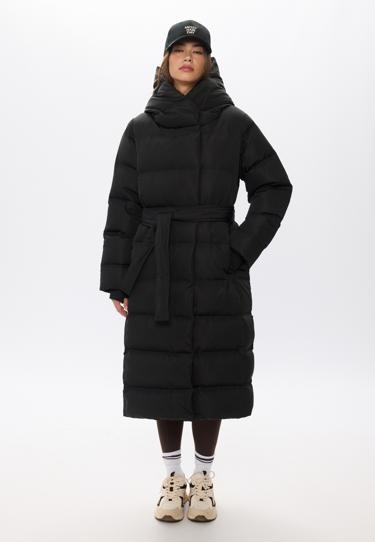 Stradivarius Длинное стеганое пальто на пуху с поясом