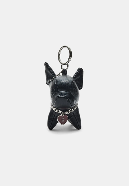 Dog charm keyring with a leather effect