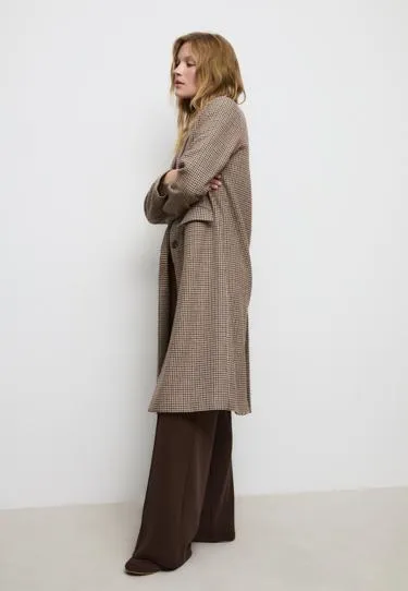 Длинное прямое пальто с принтом- Заказать в России