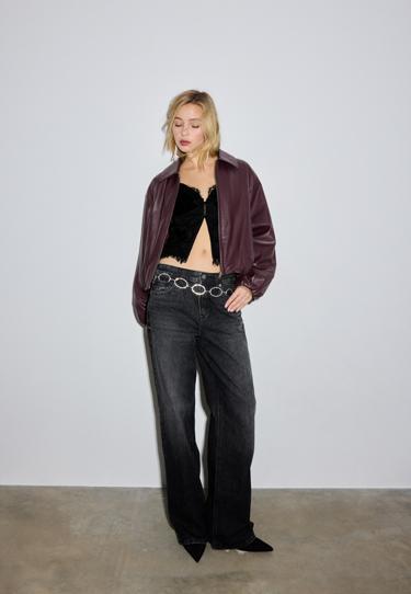 Стеганая куртка-бомбер из искусственной кожи- Заказать в России