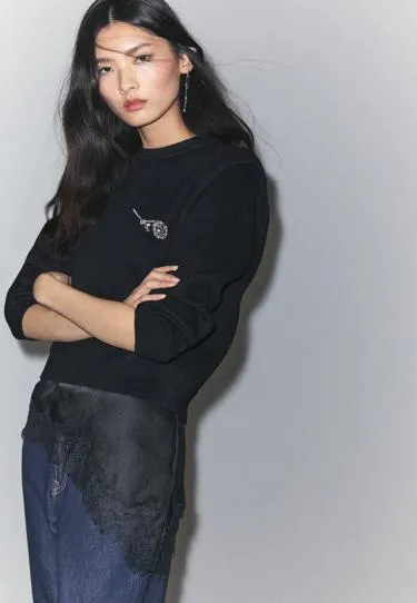 Вязаный свитер с подплечниками- Заказать в России