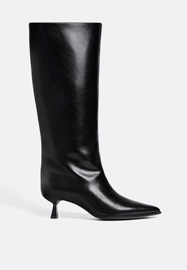 Сапоги на среднем тонком каблуке- Заказать в России