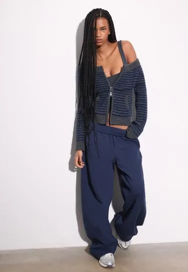 Кардиган с воротником-лодочкой и молнией