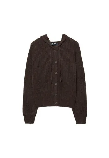 Кардиган с капюшоном на пуговицах- Заказать в России