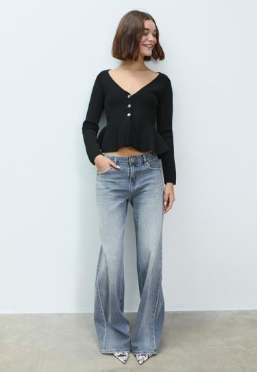 Stradivarius Трикотажный жакет с баской и пуговицами купить с доставкой.