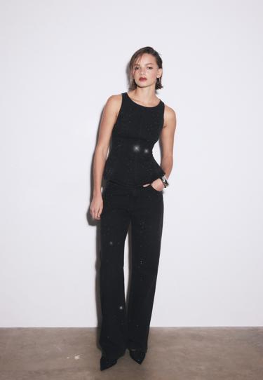 Stradivarius Джинсы прямого кроя с блестящей отделкой