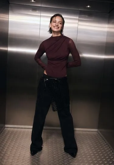 Боди из присборенной полупрозрачной ткани