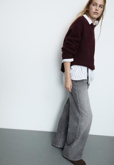 Stradivarius Джинсы D91 с низкой посадкой и широкими штанинами