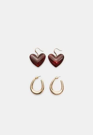 Набор из 2 асимметричных серег в форме сердца