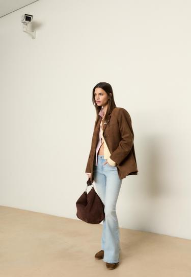 Stradivarius D04 джинсы клеш с низкой посадкой