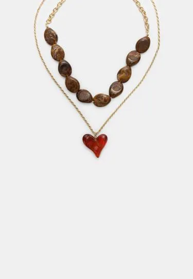 Набор из 2 колье в форме сердца