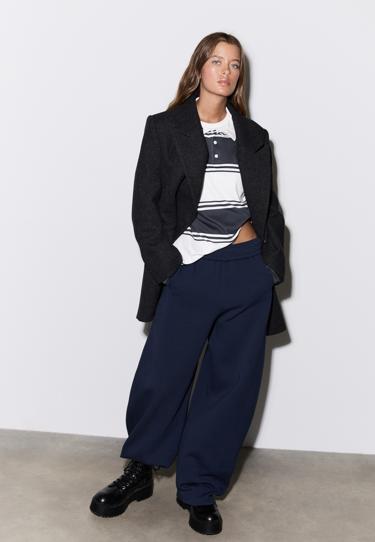 Stradivarius Футболка-поло оверсайз в полоску