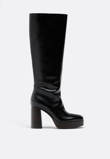 Высокие сапоги на платформе и каблуке- Заказать в России