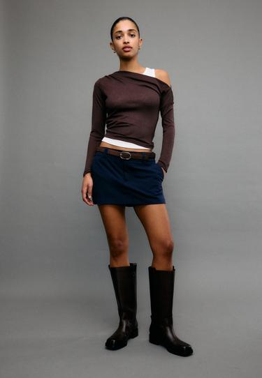 Мини-юбка-шорты с поясом- Заказать в России