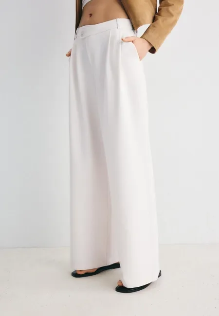 Повседневные брюки в полоску с перекрестной талией