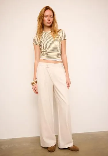Повседневные брюки в полоску с перекрестной талией