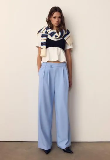 Повседневные брюки в полоску с перекрестной талией- Заказать в России