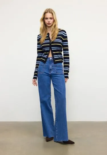 Джинсы прямого кроя с карманами- Заказать в России