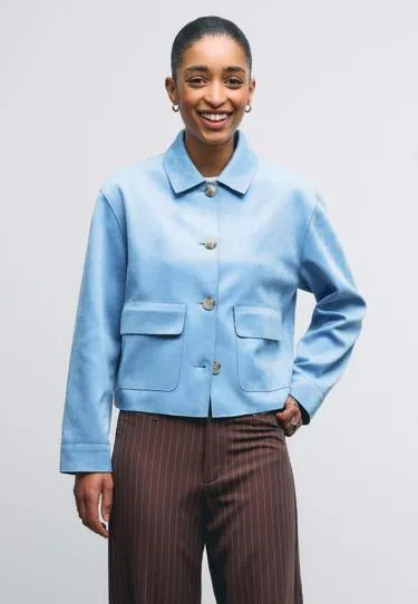 Куртка из искусственной замши с карманами- Заказать в России