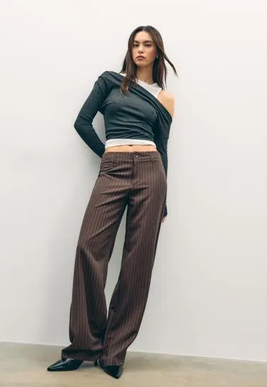 Классические зауженные брюки в полоску- Заказать в России