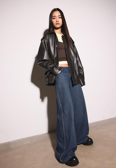 Stradivarius Объемная байкерская куртка из искусственной кожи