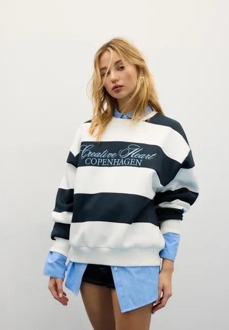 Толстовка с вышивкой в полоску- Заказать в России