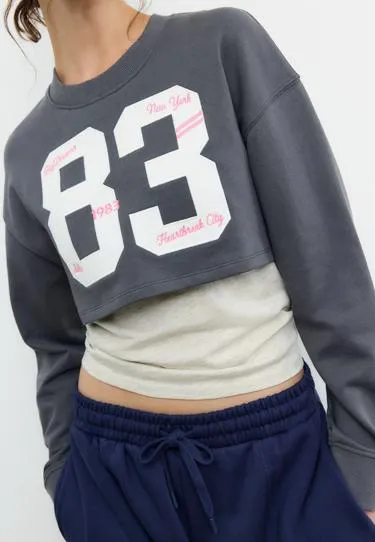 Комбинированная толстовка с вышивкой- Заказать в России