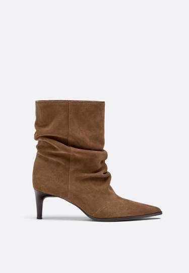 Stradivarius Кожаные ботильоны свободного кроя на каблуке