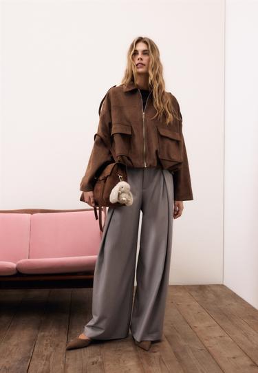 Stradivarius Куртка-баллон из искусственной замши