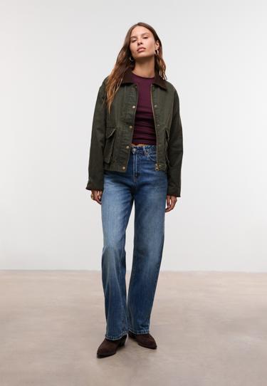 Stradivarius Короткая комбинированная парка с вощеным покрытием