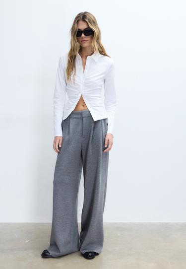 Stradivarius Рубашка из бенгалина со сборками