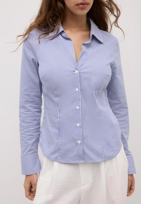Stradivarius Приталенная базовая рубашка в полоску