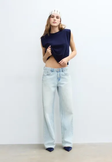 Джинсы D91 с низкой посадкой и широкими штанинами- Заказать в России