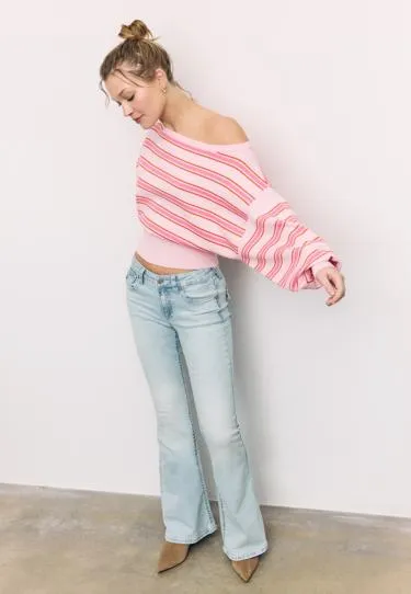 Трикотажный свитер асимметричного кроя в рубчик- Заказать в России