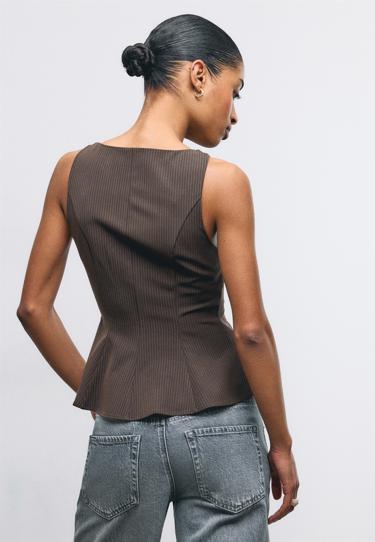 Stradivarius Топ без рукавов с баской купить с доставкой.