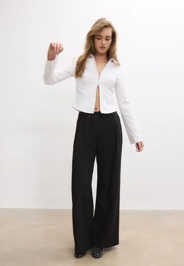 Приталенная рубашка из бенгалина на молнии- Заказать в России