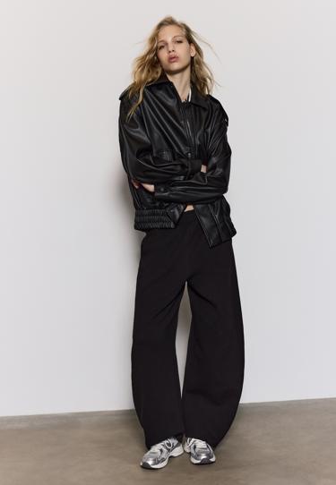 Stradivarius Объемная байкерская куртка из искусственной кожи