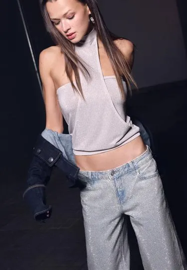 ONE DILEMMA SHIMMERY HALTER TSHIRT- Заказать в России