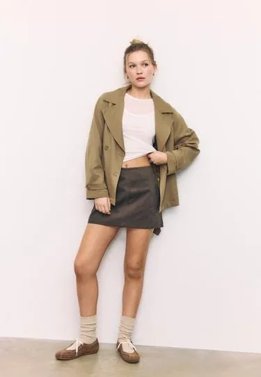 Мини-юбка-шорты из искусственной замши- Заказать в России