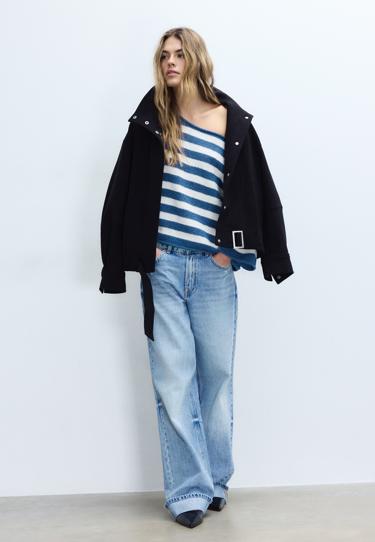 Stradivarius Трикотажный свитер с вырезом-лодочкой