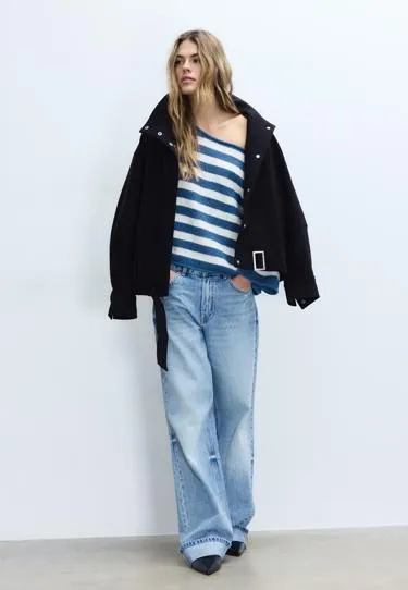 Трикотажный свитер с вырезом-лодочкой- Заказать в России