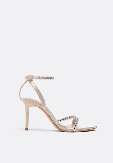Босоножки на шпильке со стразами- Заказать в России